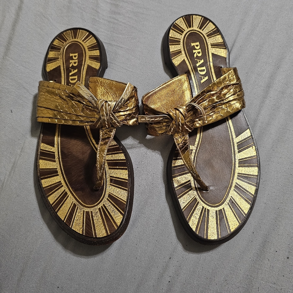 Prada Gold/Brown Sandals Sandals Size 36.5